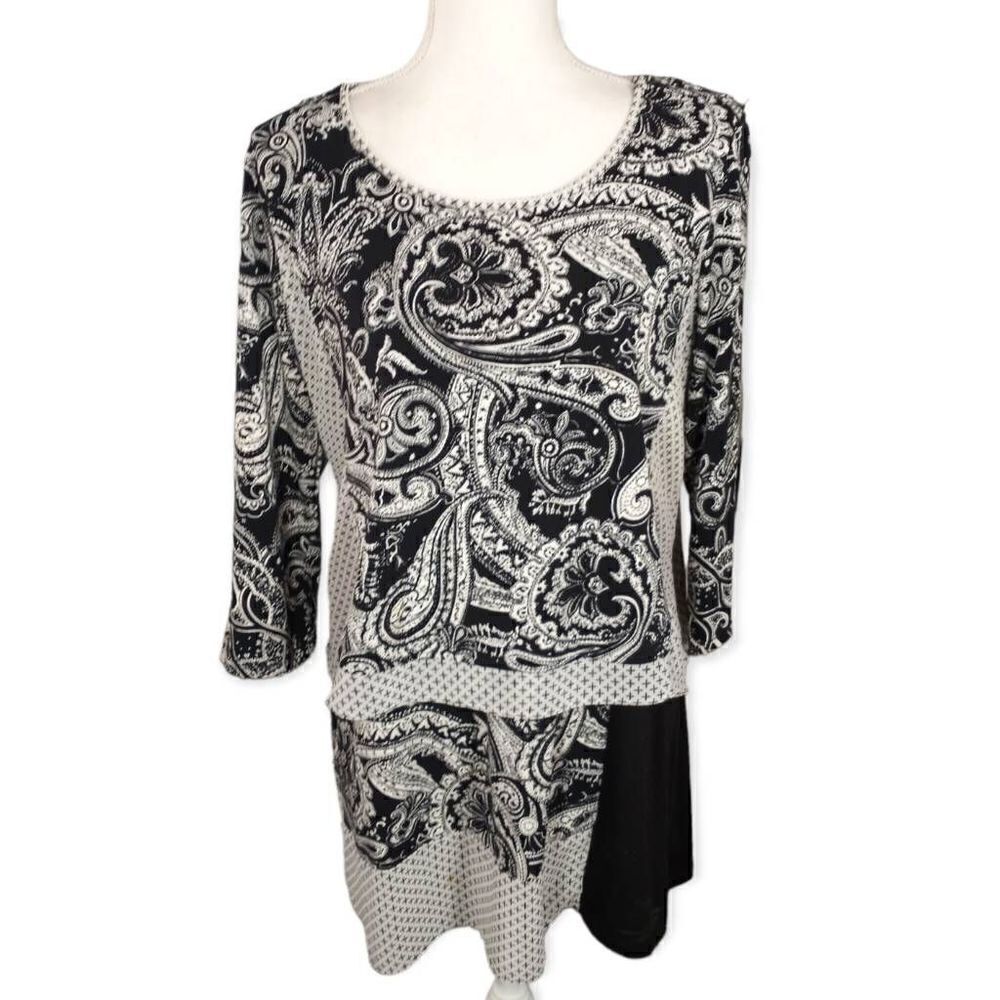 STYLE & CO. BLACK & WHITE TUNIC SZ.M EUC